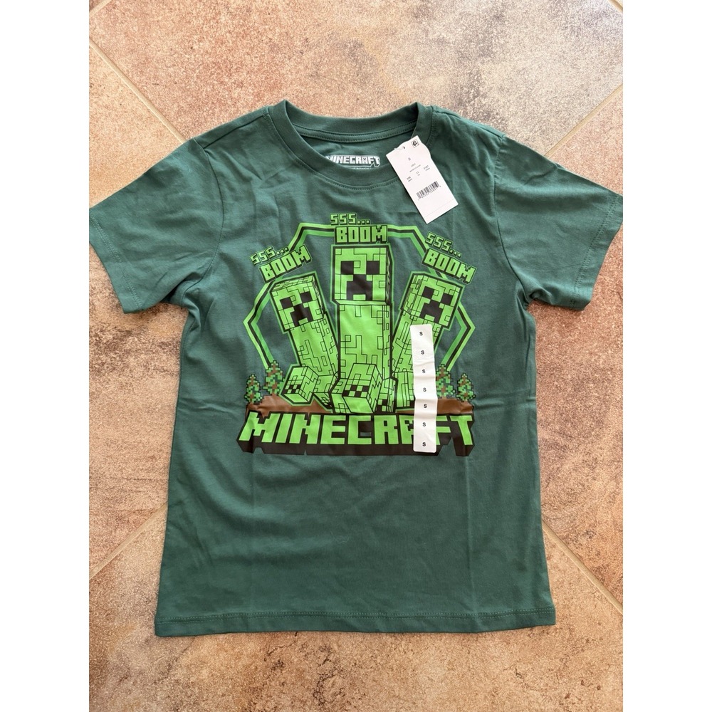Boys' Minecraft Green Short Sleeve Graphic T-Shirt Size Small NWT Crewneck